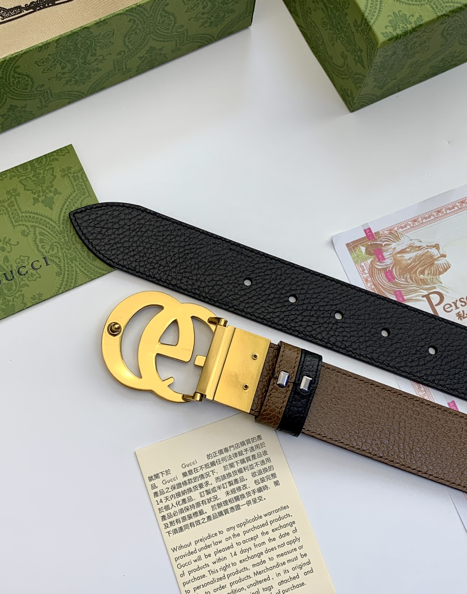 Gucci GG Marmont reversible belt in black/brown leather-3.8cm（627055-CAO2T-8170）