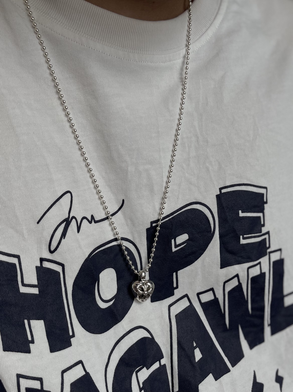 Chrome hearts cross heart necklace（CHROME HEARTS 302）