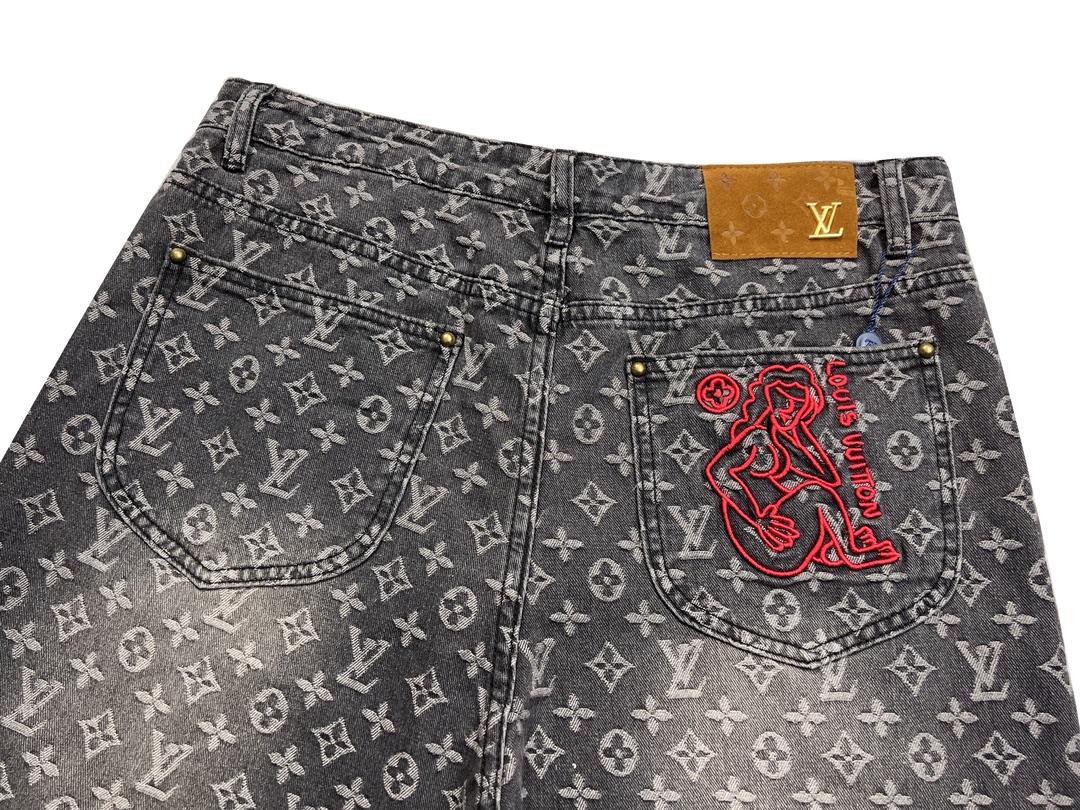 Louis Vuitton Baggy Denim Pants Black (1AAGPQ）
