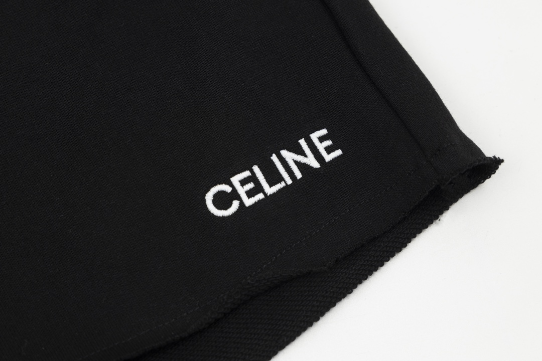 CELINE EMBROIDERED SHORTS IN COTTON FLEECE (2Z063670Q-01CB）