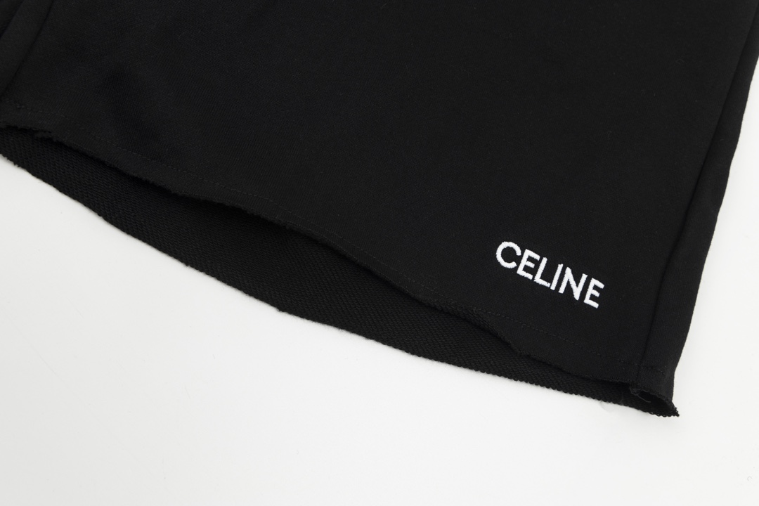 CELINE EMBROIDERED SHORTS IN COTTON FLEECE (2Z063670Q-01CB）