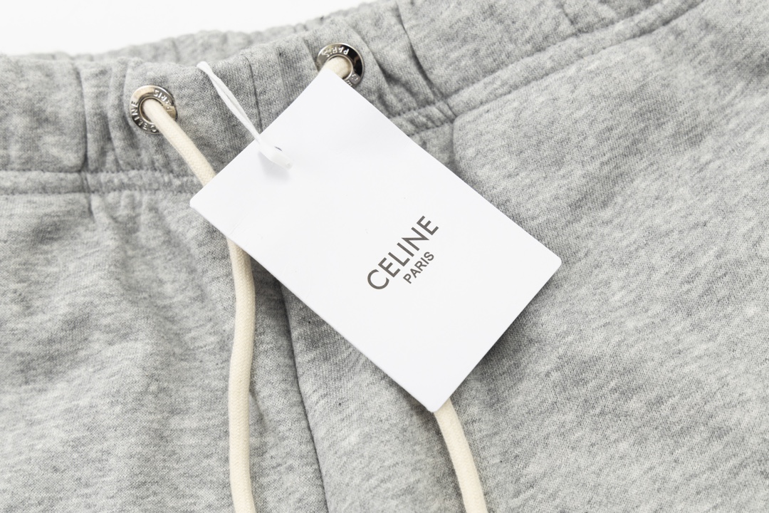 CELINE EMBROIDERED SHORTS IN COTTON FLEECE (2Z063670Q-01CB）