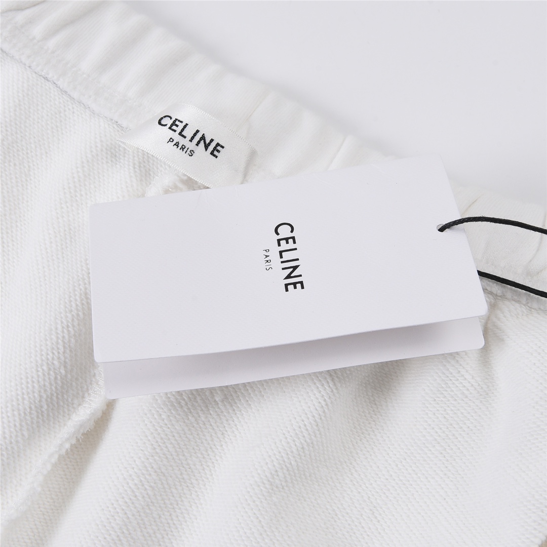 CELINE EMBROIDERED SHORTS IN COTTON FLEECE (2Z063670Q-01CB）