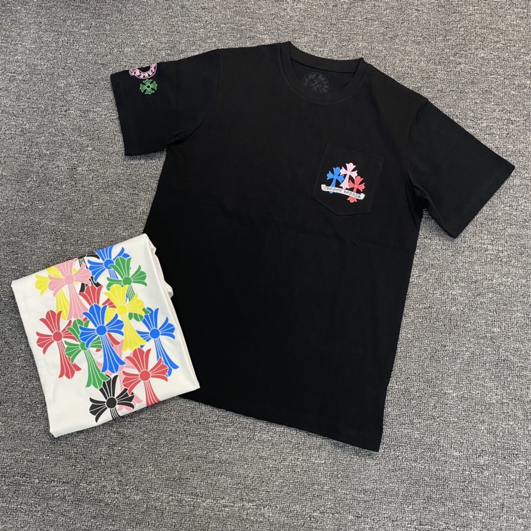 Chrome Hearts Multicolor Cross T-shirt Short Sleeve (HC-0609）
