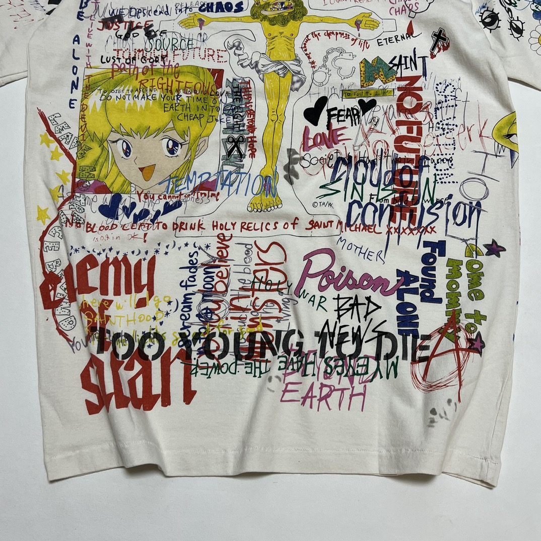Takashi Murakami x SAINT M×××××× Graphic Tee White   (sm-FW21）