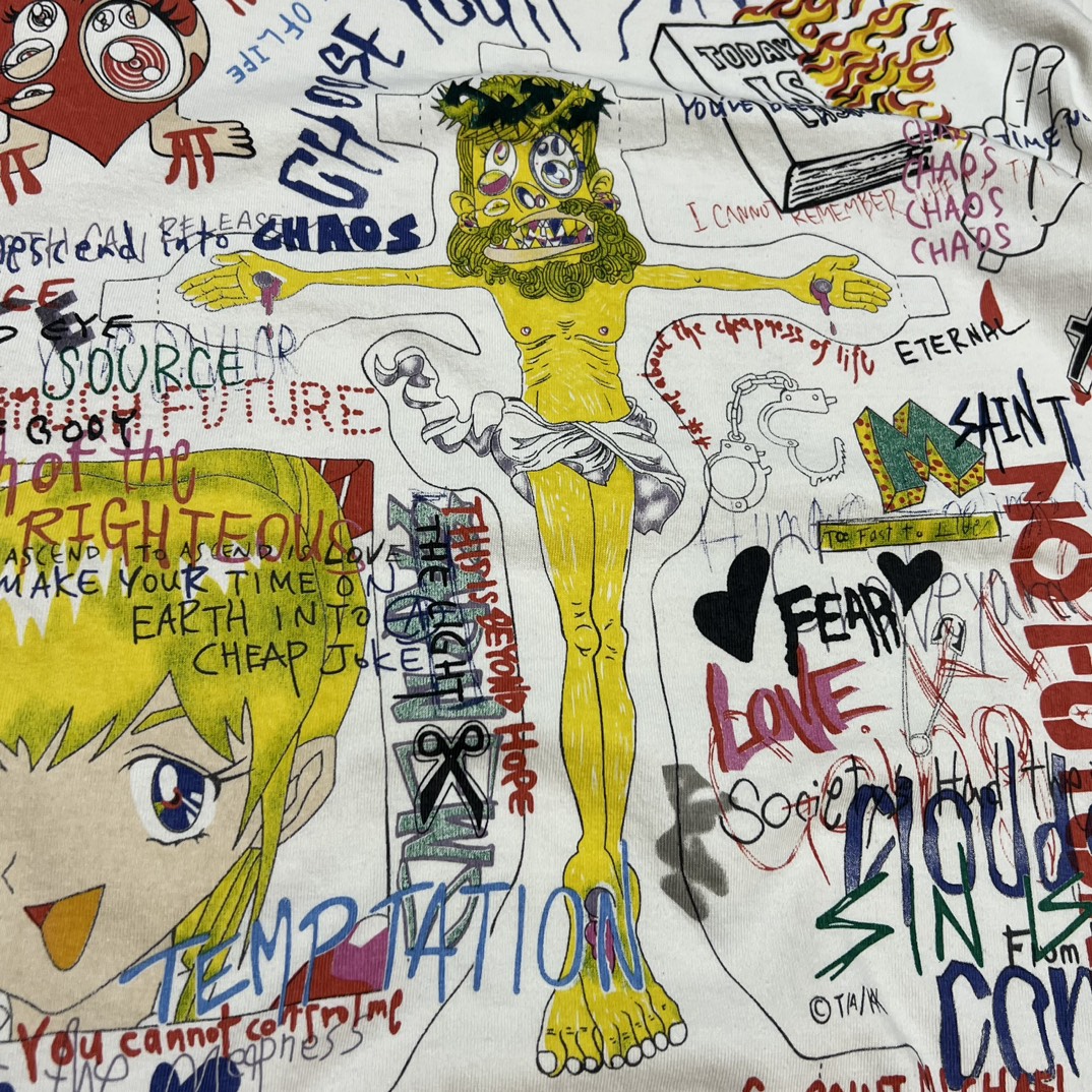 Takashi Murakami x SAINT M×××××× Graphic Tee White   (sm-FW21）