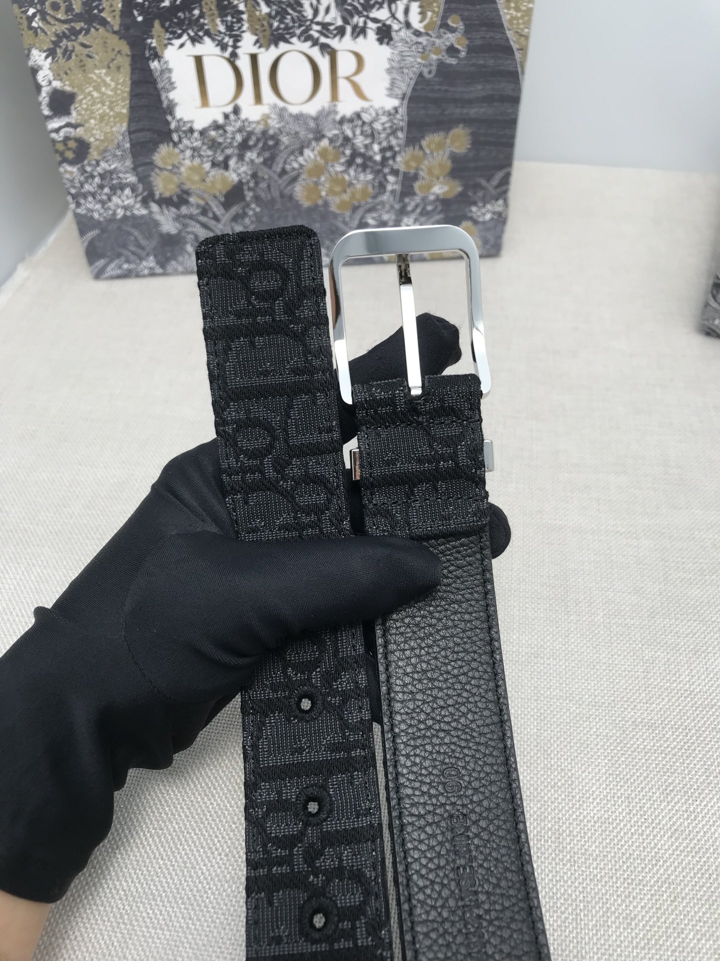 Dior 35mm Black Oblique Print Belt（4333PLYSE-H03E）