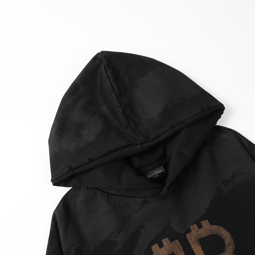 BALENCIAGA CRYPTO HOODIE BB Medium Fit Black（742603TOVN71055 ）