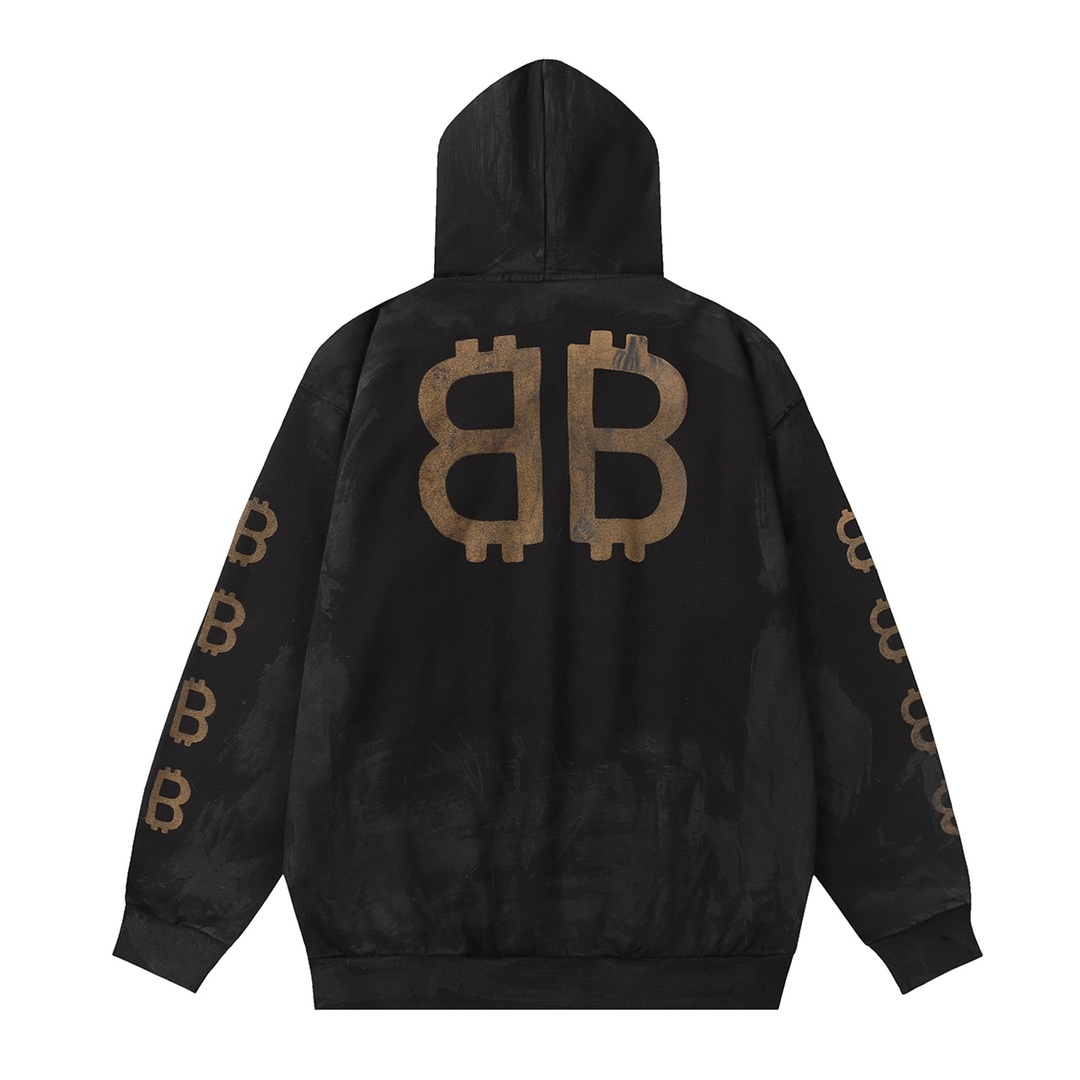 BALENCIAGA CRYPTO HOODIE BB Medium Fit Black（742603TOVN71055 ）