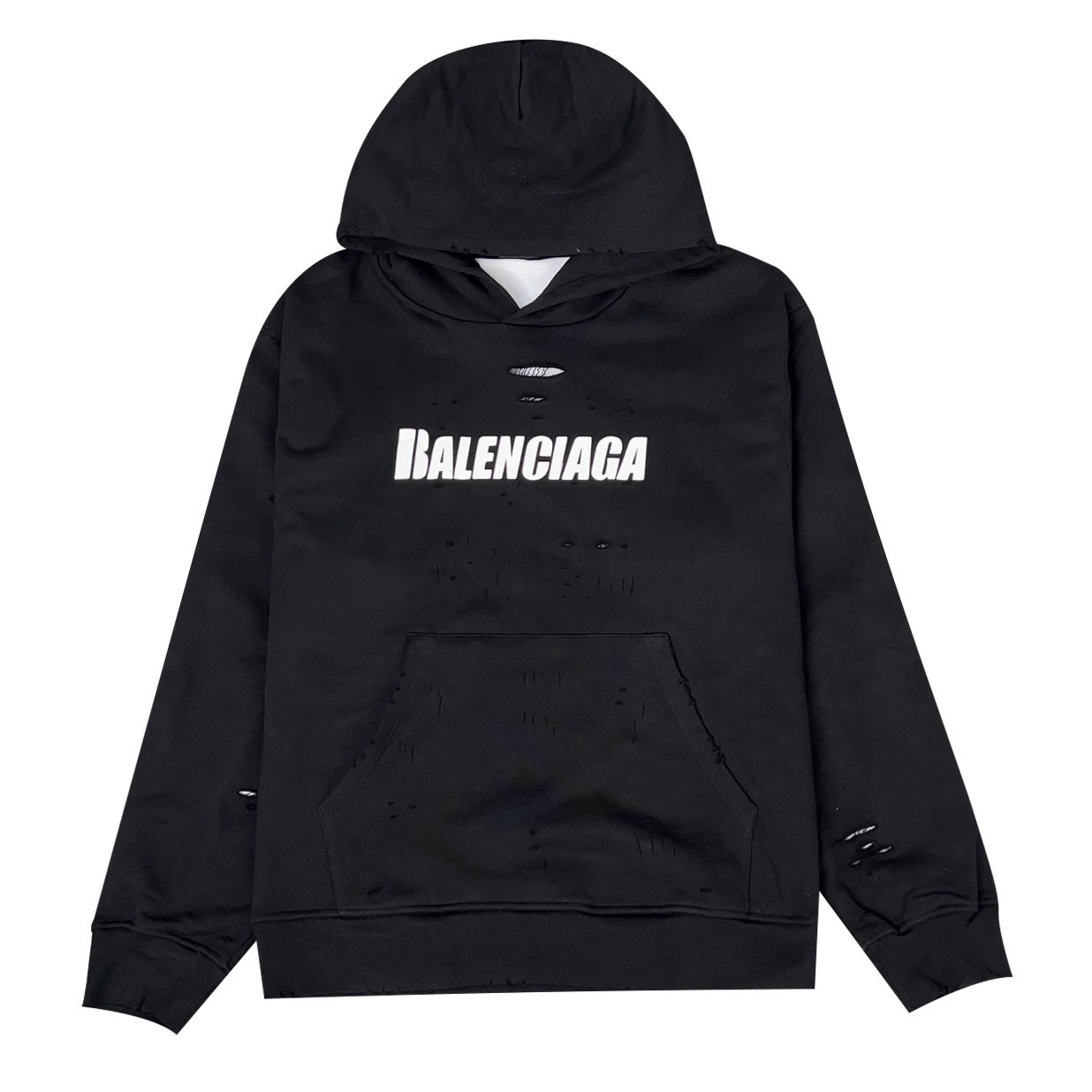 Balenciaga Caps SS22 logo hole-effect fleece sweatshirt（659403TKVB61070）
