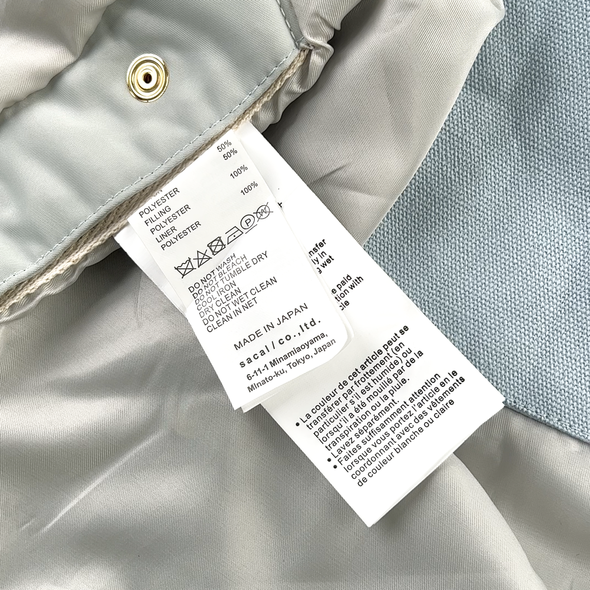 sacai x Carhartt WIP FW23 Collaboration Fake Two-Piece Jacket "Blue"（23-03110M-451）