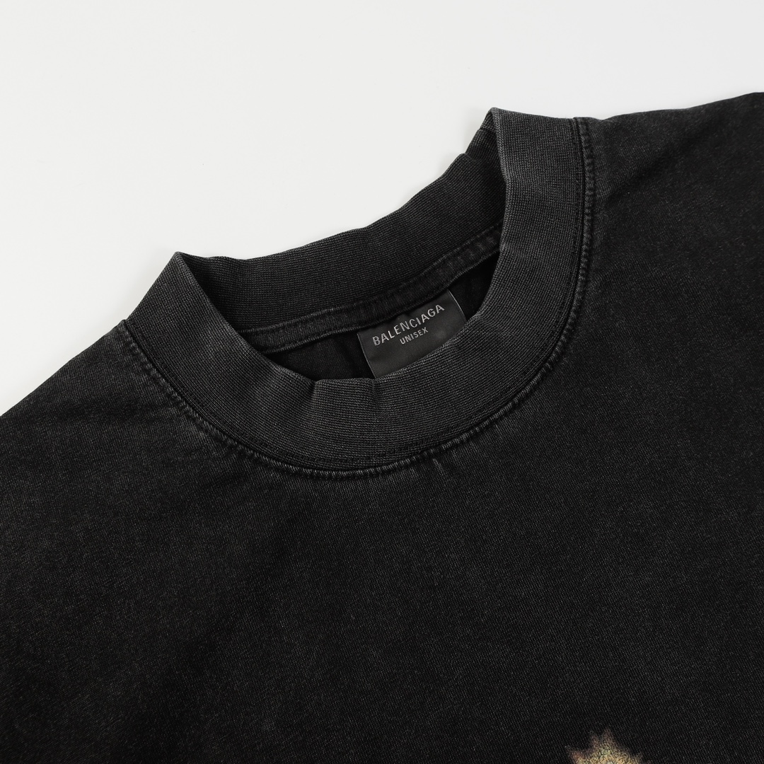 BALENCIAGA Belleville T-Shirt Oversized in Washed Faded Vintage Jersey "Black（787349TRVP71041）