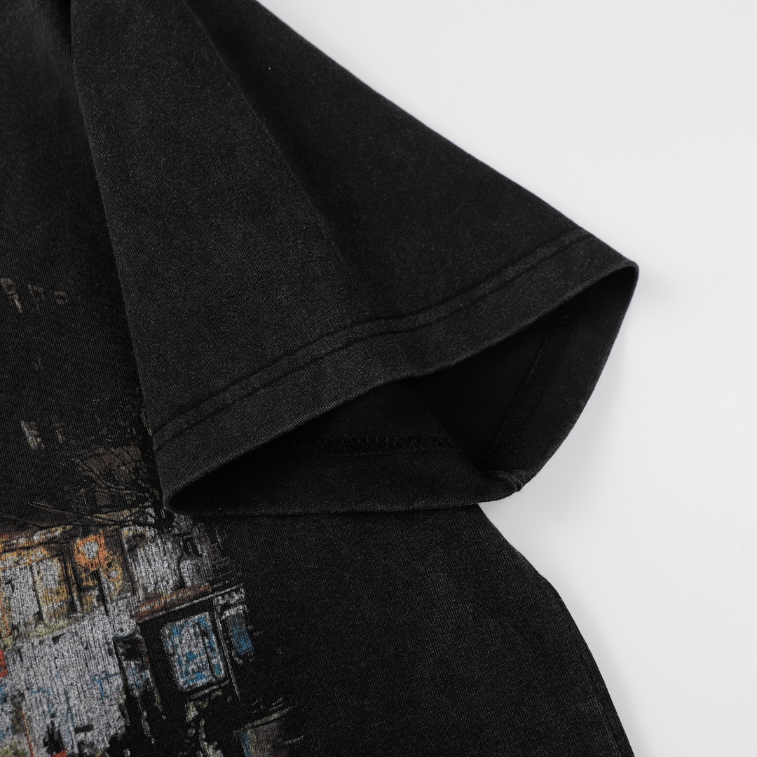 BALENCIAGA Belleville T-Shirt Oversized in Washed Faded Vintage Jersey "Black（787349TRVP71041）