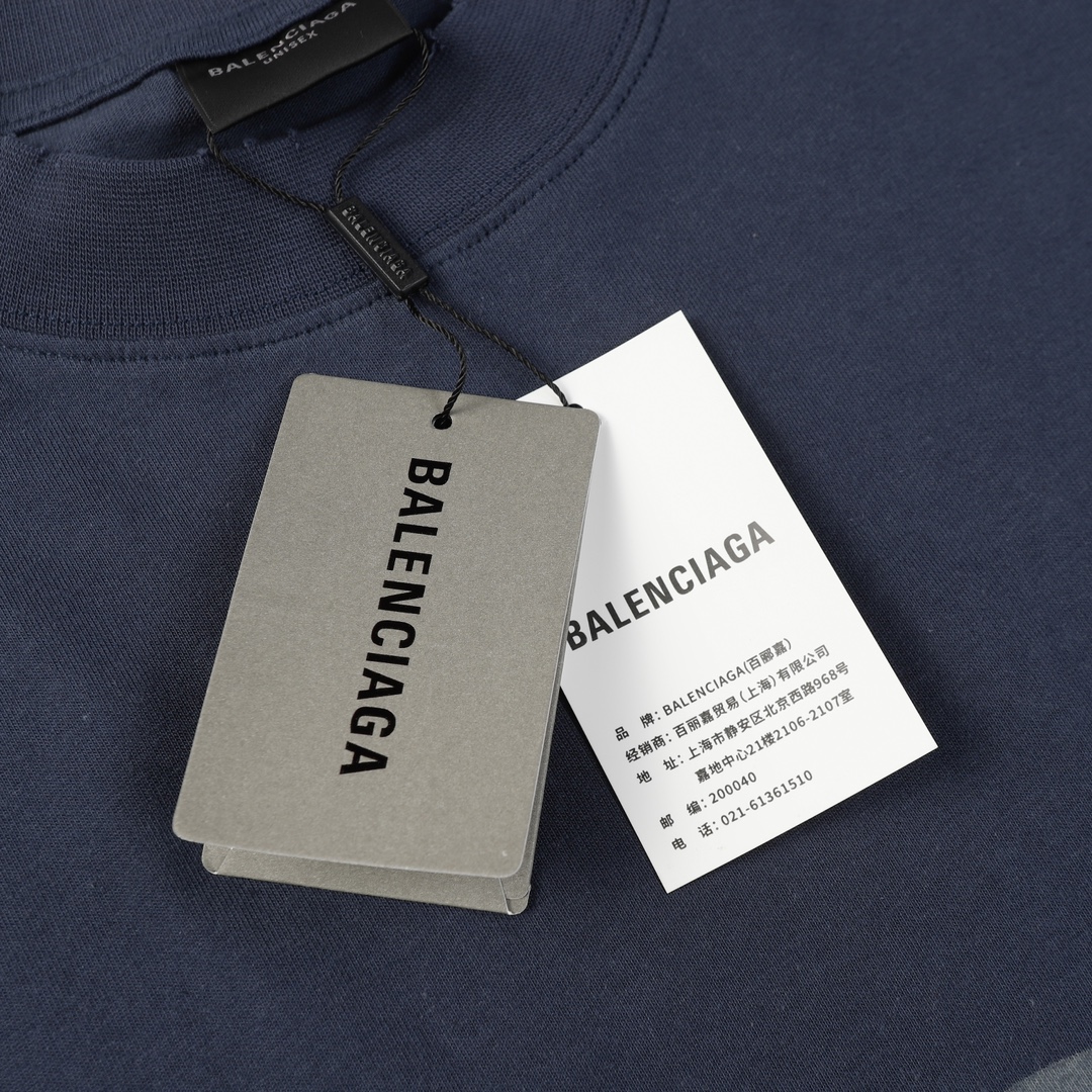 Balenciaga Black 3B Stencil Vintage Jersey Oversized T-shirt（787349TQVU41083）