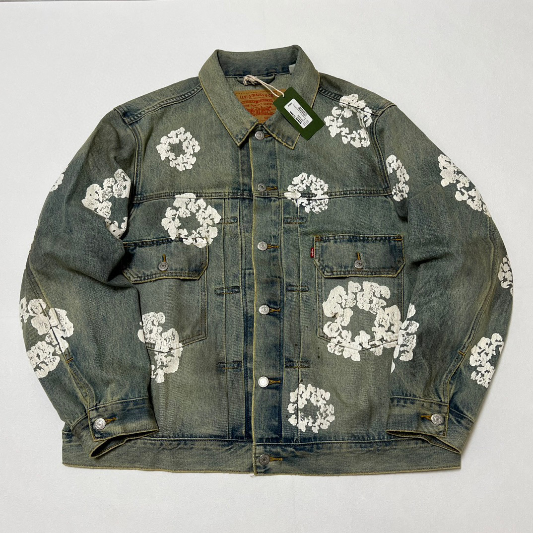 Denim Tears Men's Dirty Wash Wreath Type-2 Jacket (SS24WJ001-D) Denim Tears Men's Dirty Wash Wreath Type-2 Jacket (SS24WJ001-D)