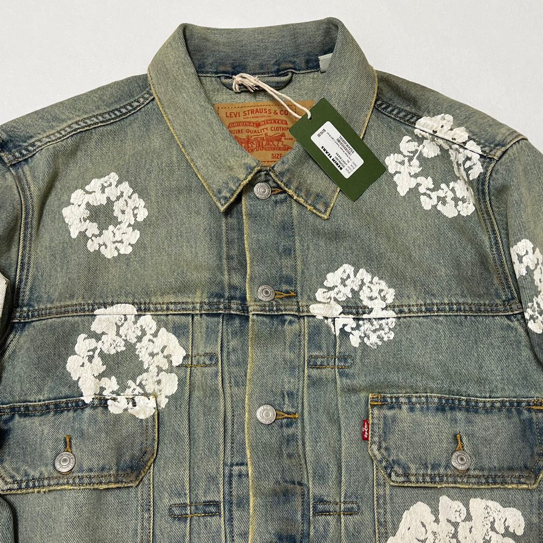 Denim Tears Men's Dirty Wash Wreath Type-2 Jacket (SS24WJ001-D）