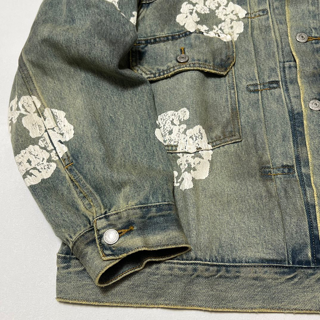 Denim Tears Men's Dirty Wash Wreath Type-2 Jacket (SS24WJ001-D) Denim Tears Men's Dirty Wash Wreath Type-2 Jacket (SS24WJ001-D)