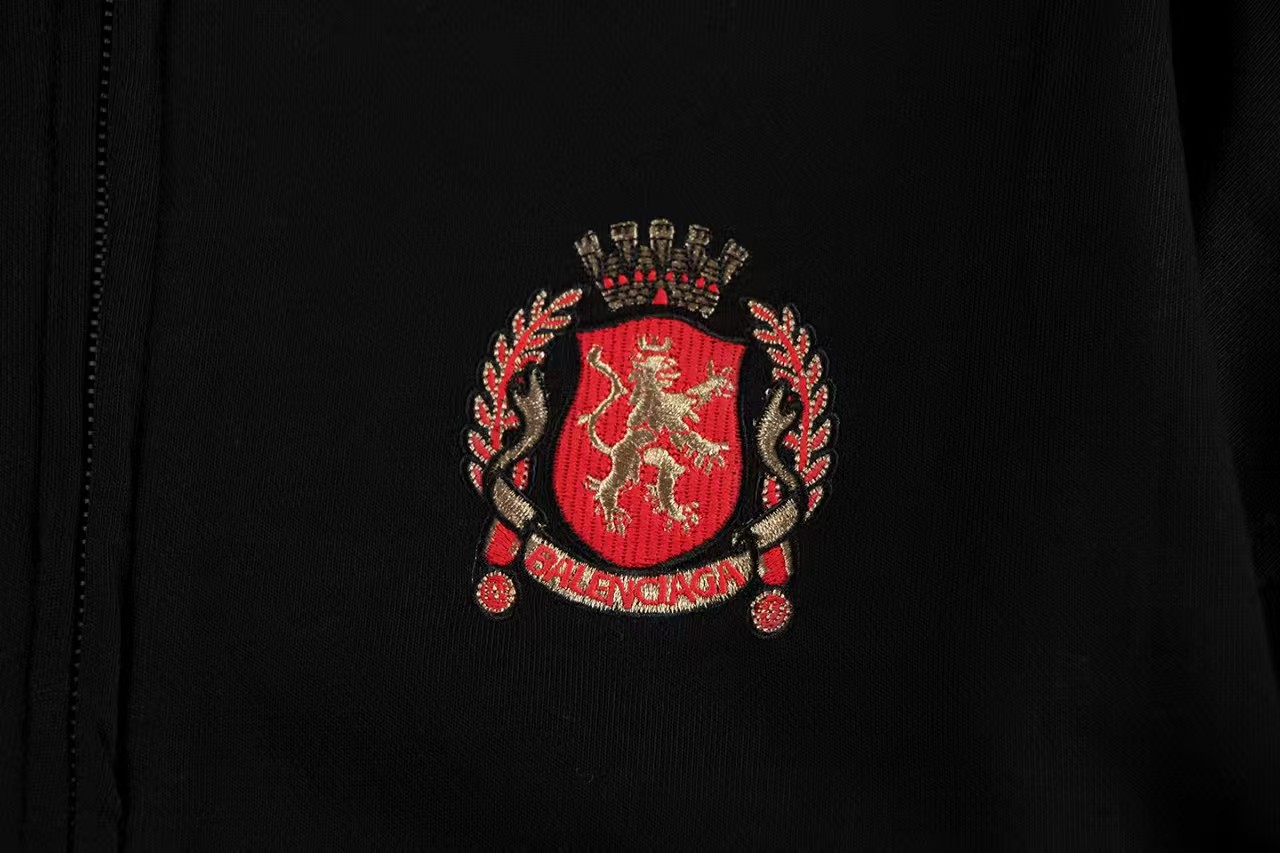 Balenciaga Paris Soccer Zip-up Hoodie Medium Fit 'Black White'(744457TPVS61070）