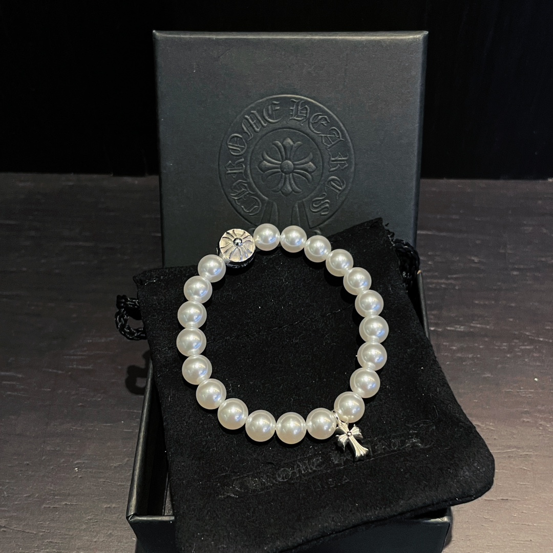 CHROME HEARTS Cross Pearl Bracelet（CHROME HEARTS 253）