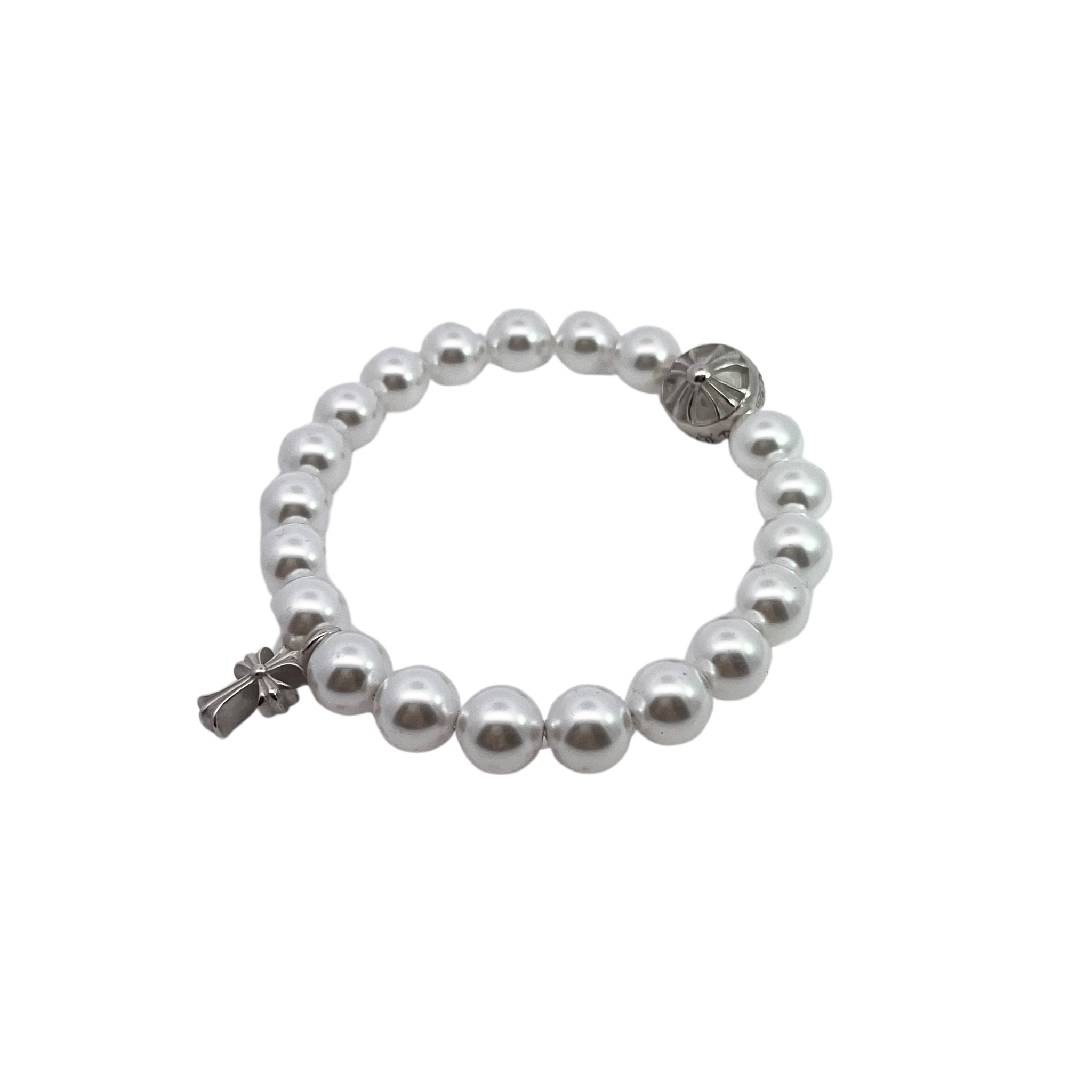 𝐂𝐡𝐫𝐨𝐦𝐞 𝐡𝐞𝐚𝐫𝐭𝐬 Pearl Cross Bracelet（CHROME HEARTS 210）