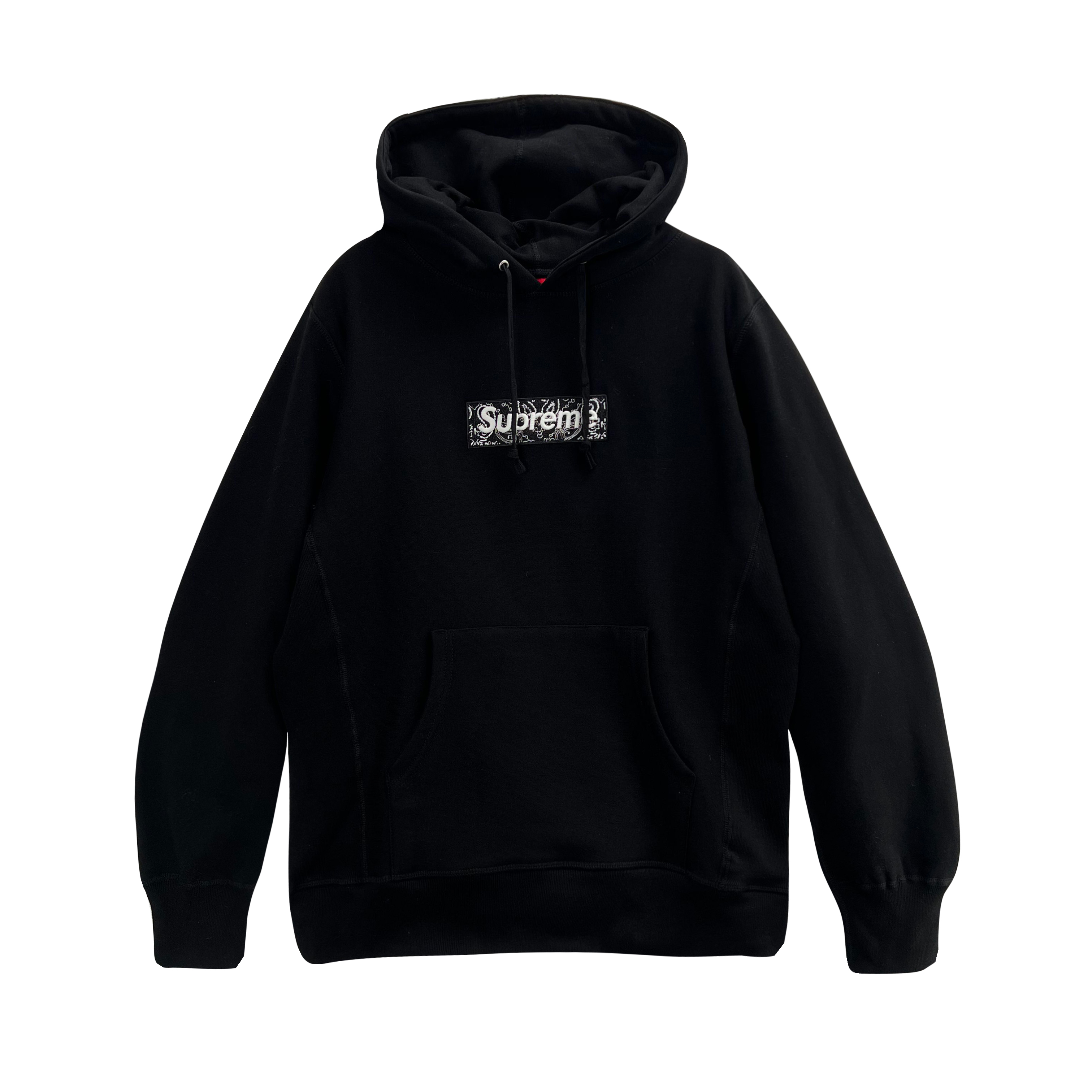 Supreme Week 16 Bandana Box logo Hooded Sweatshirt Cashew flower badge hooded sweatshirt"Black"（SUP-FW19-10825）