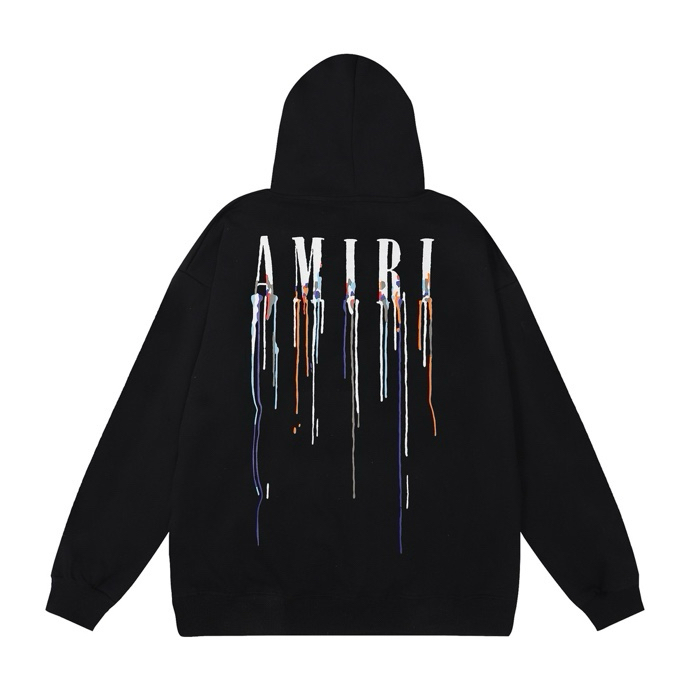 Amiri Embroidered Paint-Drip Hoodie (MJL034004BLACK）