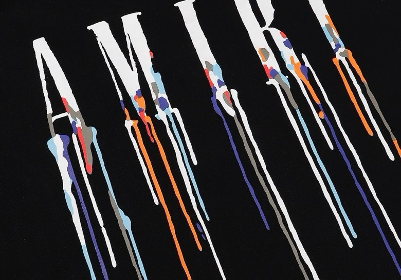 Amiri Embroidered Paint-Drip Hoodie (MJL034004BLACK）