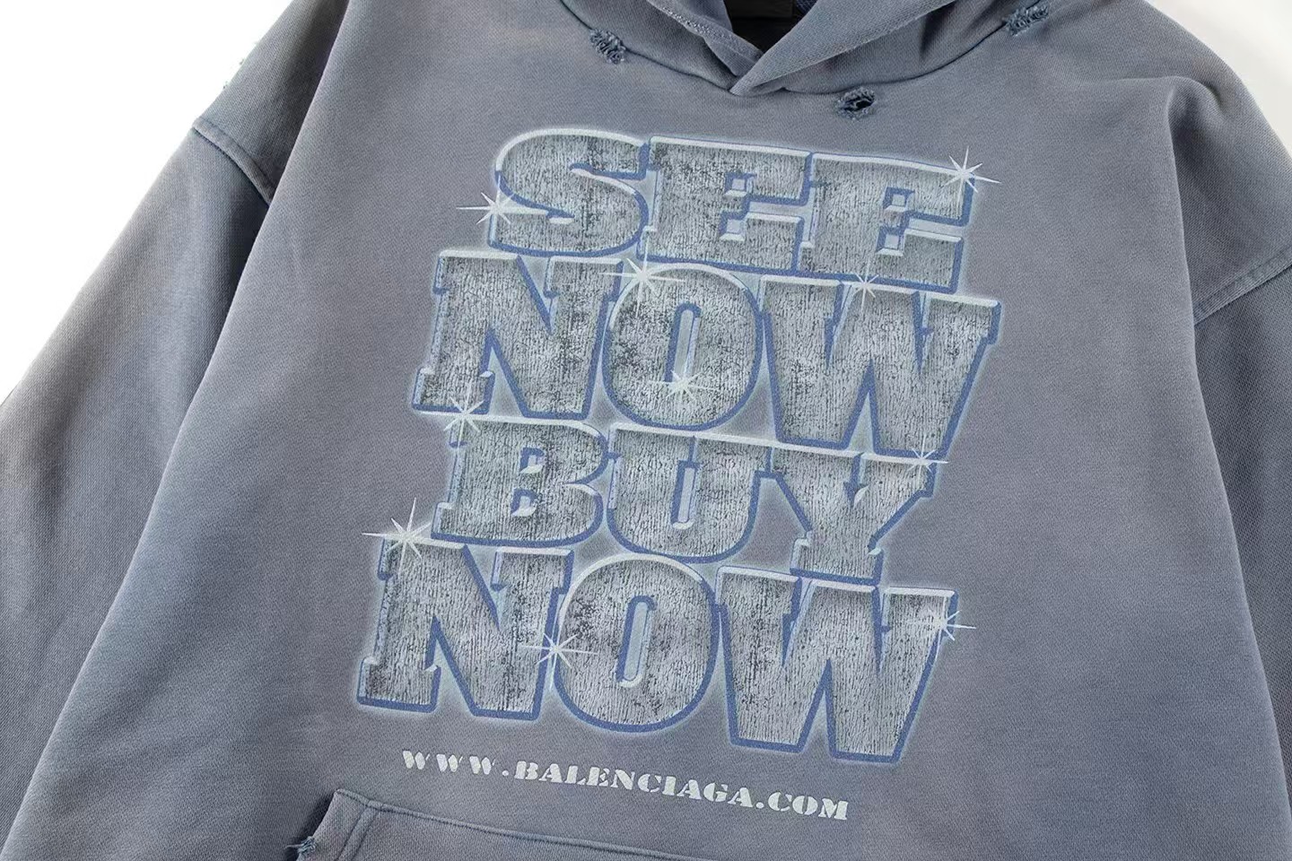  Balenciaga Snbn Hoodie 'Blue' (739024TQVE74108）