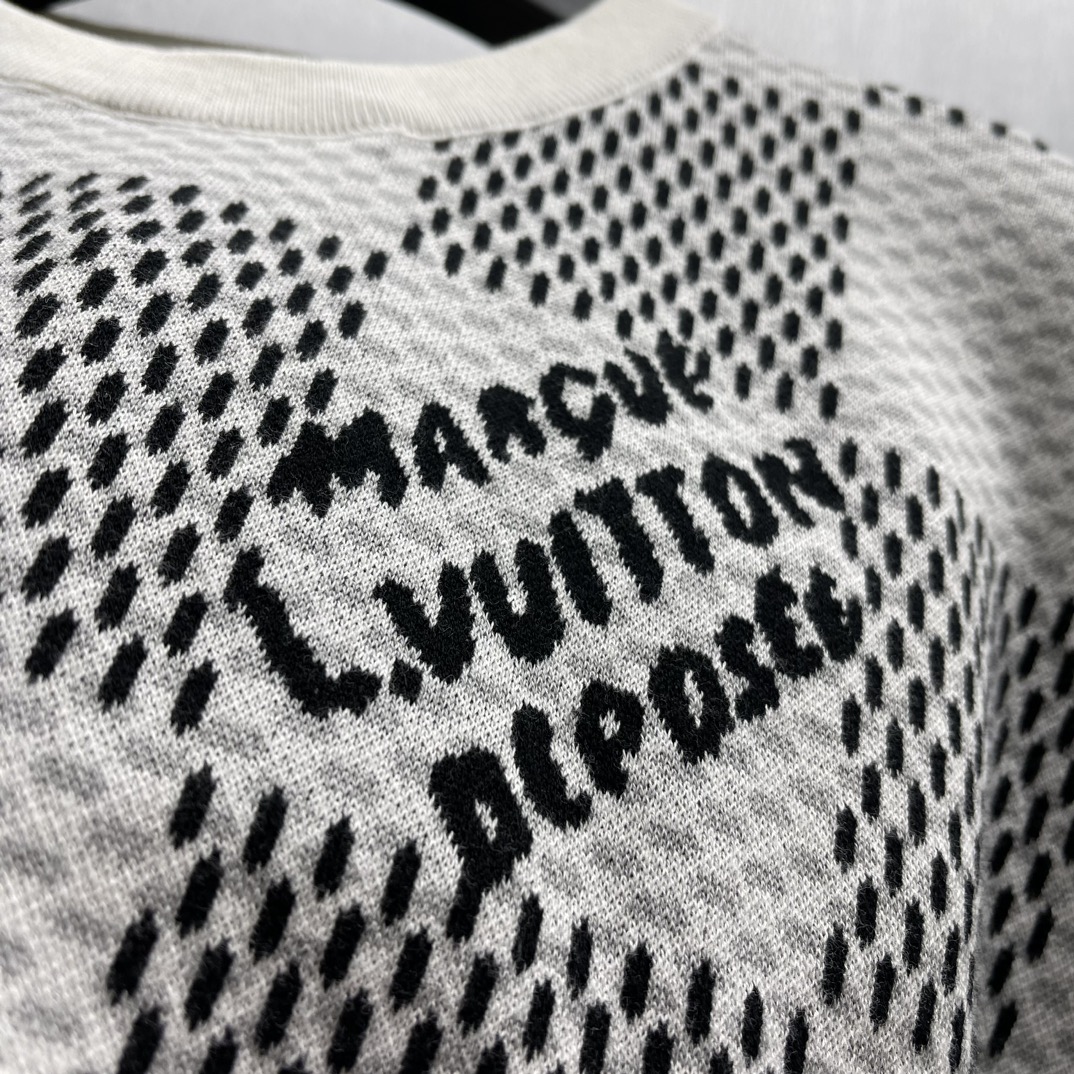 Louis Vuitton Damier Jacquard Short Sleeve Crew Neck（1AHEBC)
