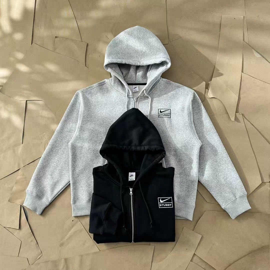 Nike x Stussy Full-Zip Fleece Hoodie "Gray"（FJ9181-050）