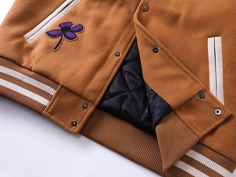 MLB logo embroidered vintage baseball jacket"brown"（3AJPF0124-43BGD）