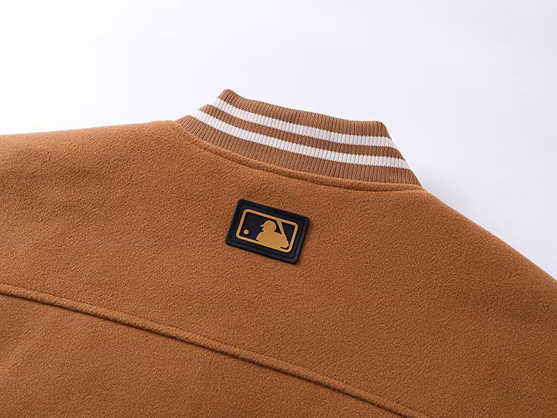 MLB logo embroidered vintage baseball jacket"brown"（3AJPF0124-43BGD）