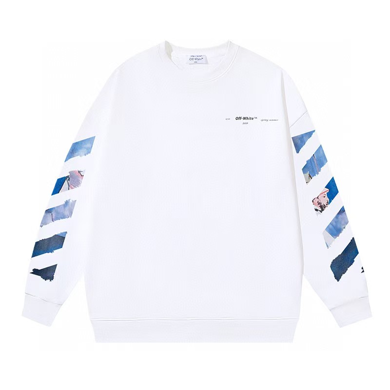 Off-White Side Stripe Round Neck Ordinary Version Black（OMBA025R190030121088）