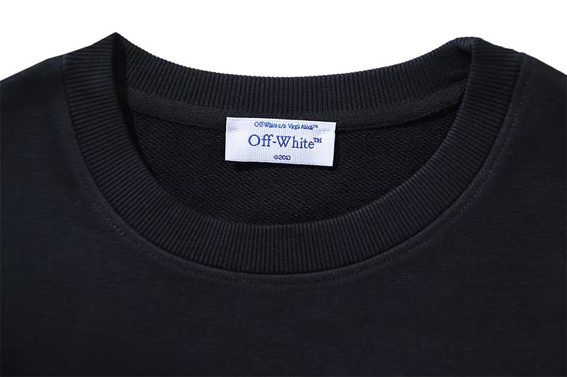 Off-White Side Stripe Round Neck Ordinary Version Black（OMBA025R190030121088）