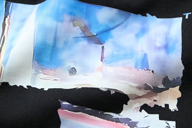 Off-White Side Stripe Round Neck Ordinary Version Black（OMBA025R190030121088）