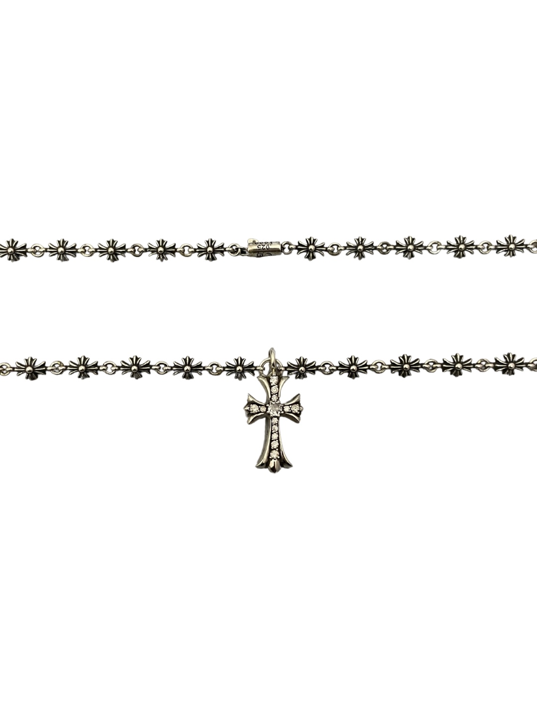 CHROME HEARTS Blue Zircon Cross Necklace（CHROME HEARTS 340）