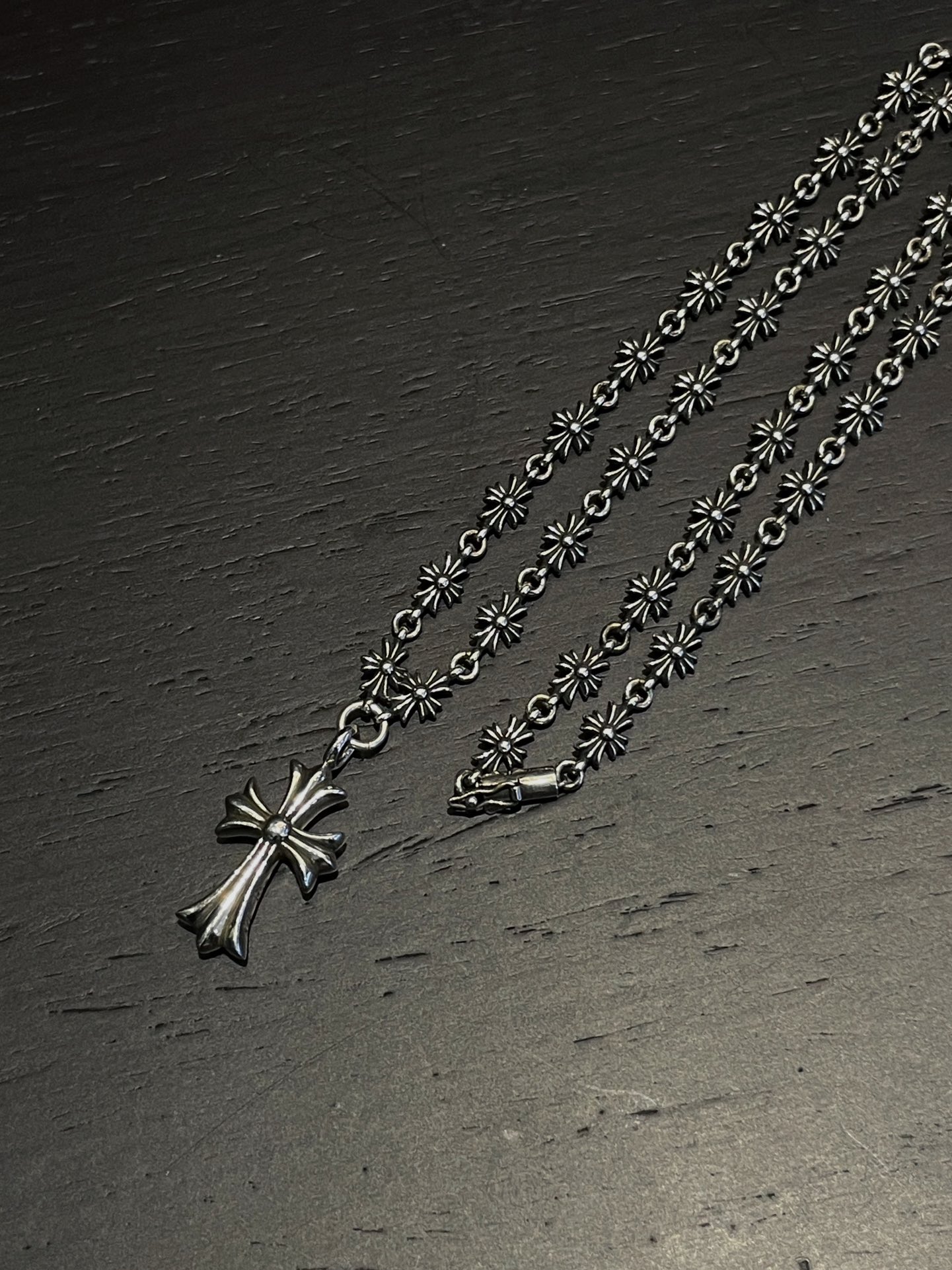 CHROME HEARTS Blue Zircon Cross Necklace（CHROME HEARTS 340）