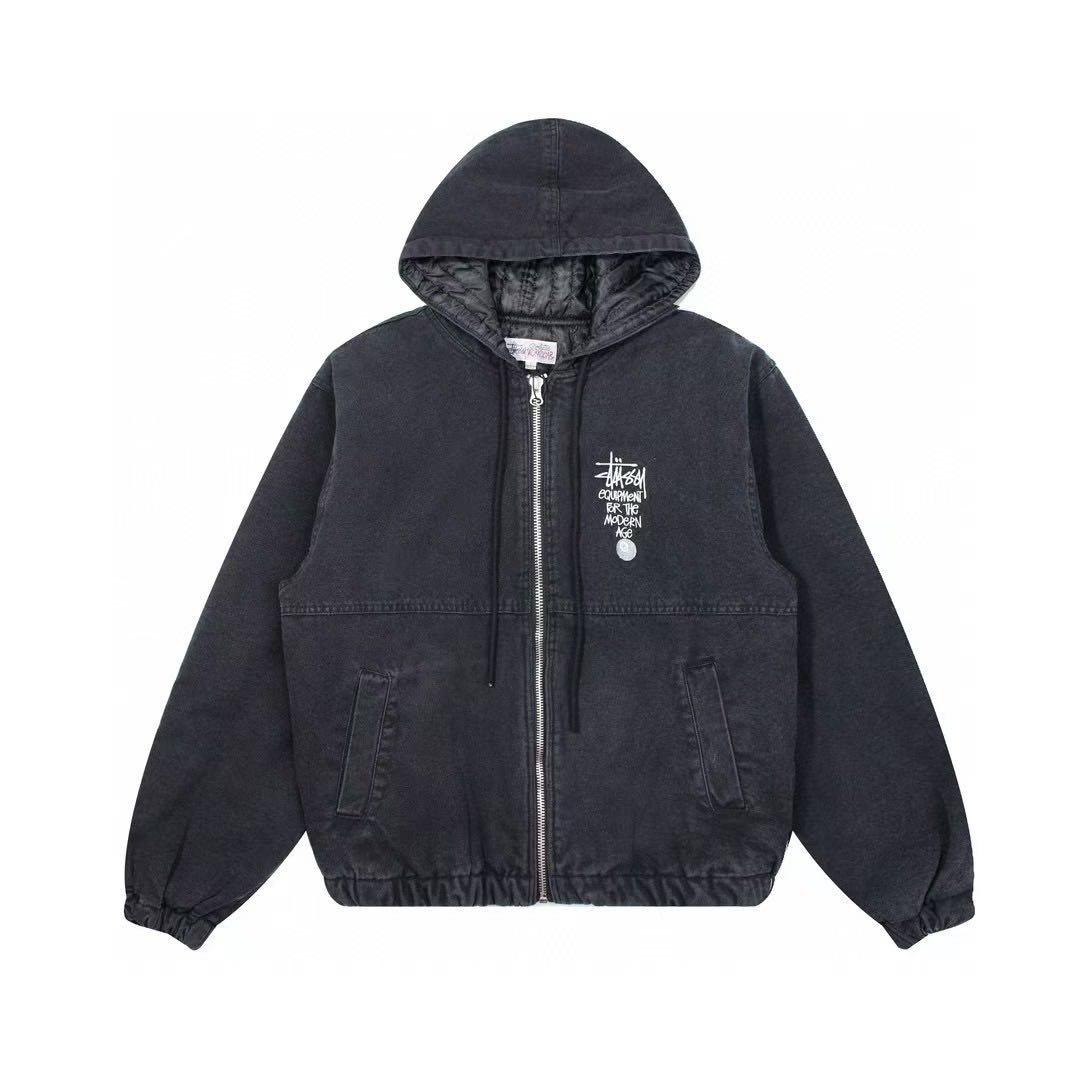 Stussy letter embroidered hooded padded jacket（115648）