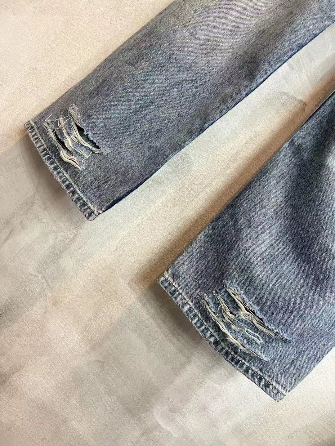 BALENCIAGA*Selvedge organic denim pants with integrated belt（794217TQW556379）