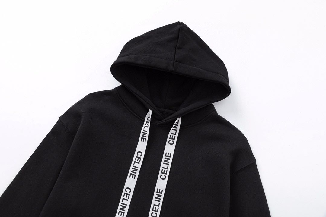 CELINE Loose Celine Sweatshirt / Cotton Fleece "Black"CELINE  (2Y468052H-38NO）