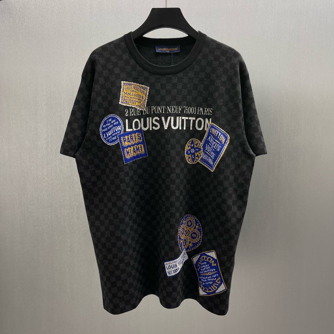 Louis Vuitton Damier Monogram Crew Neck T-Shirt（1AHVMR）