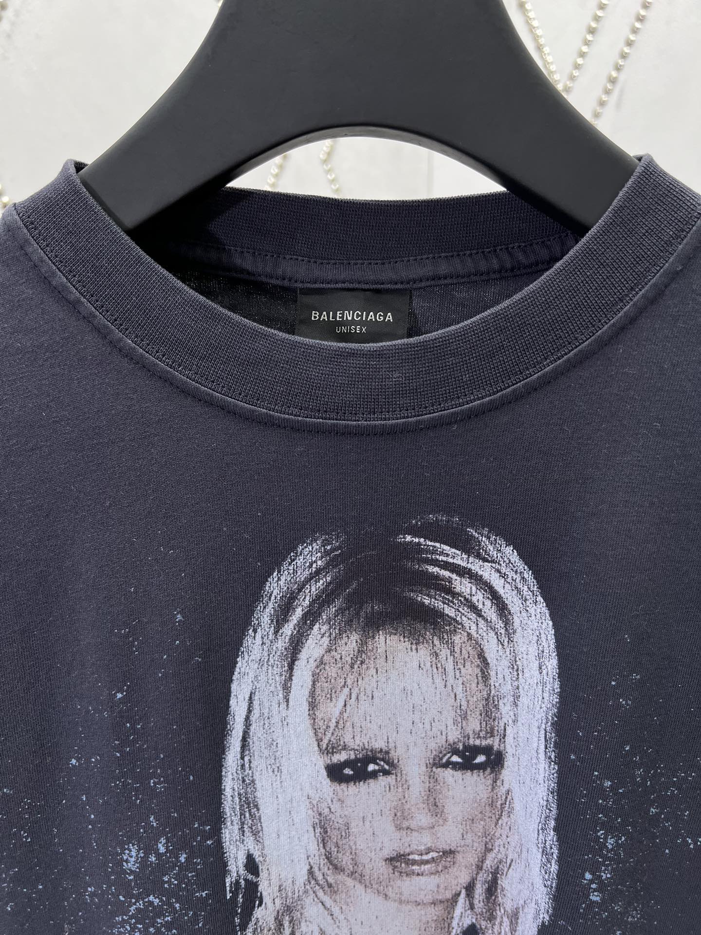 Balenciaga Britney Spears Series Oversized T-shirt in Faded Black /blue（850345TTVJ61041）