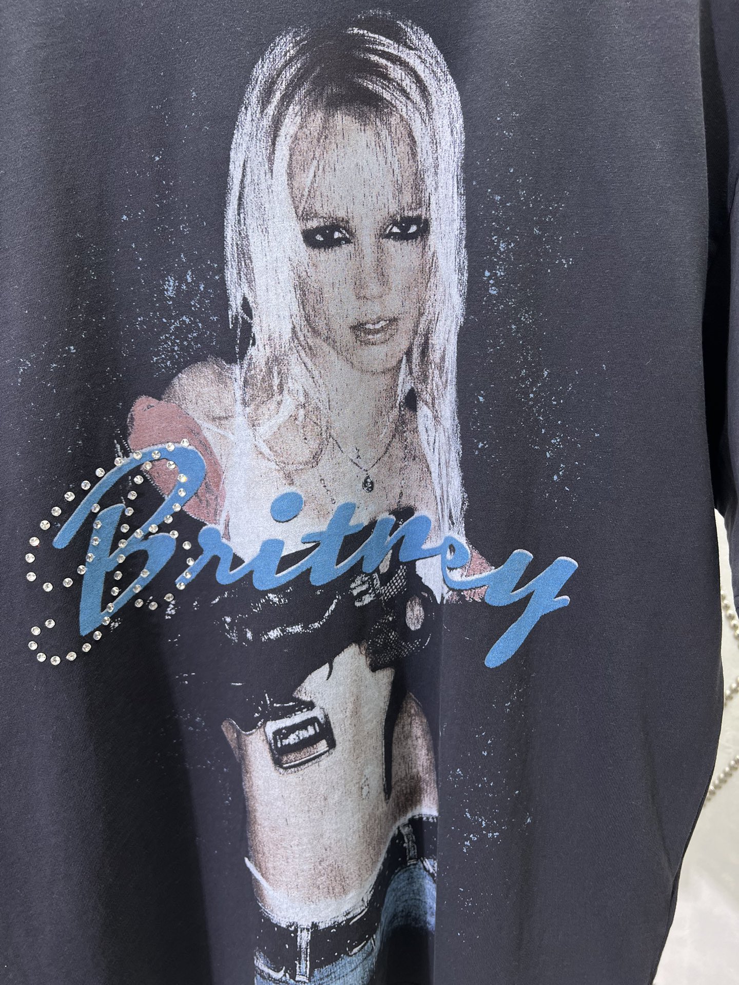 Balenciaga Britney Spears Series Oversized T-shirt in Faded Black /blue（850345TTVJ61041）