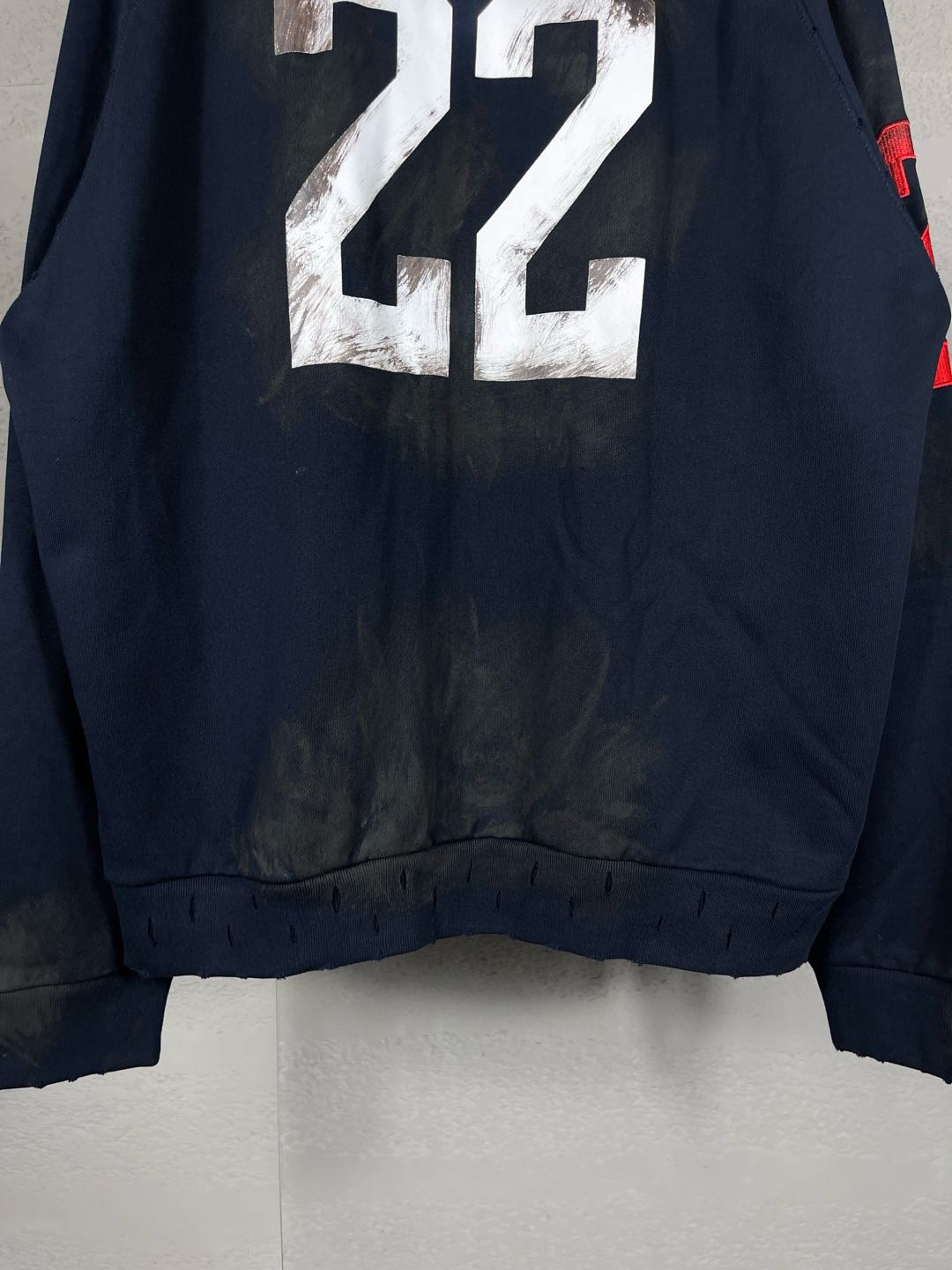 BALENCIAGA Embroidered Zip-up Hoodie Navy (720425-TNVK7-4100）