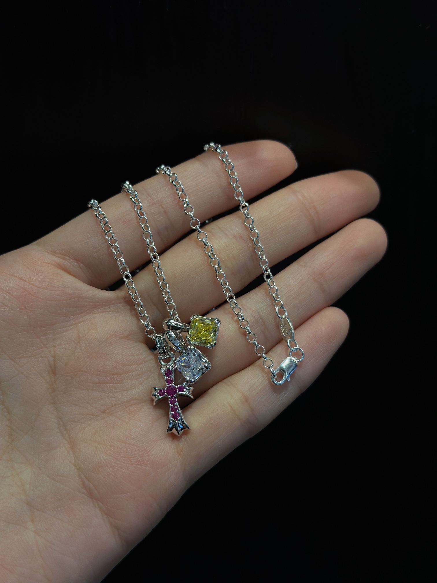 Chrome Hearts Gold-plated sugar cube cross necklace（CHROME HEARTS 400）