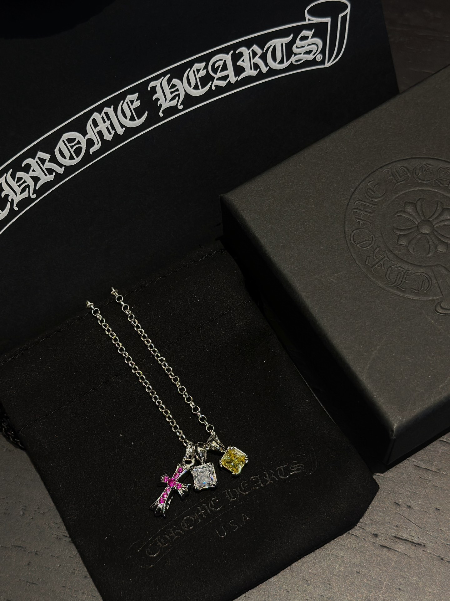 Chrome Hearts Gold-plated sugar cube cross necklace（CHROME HEARTS 400）