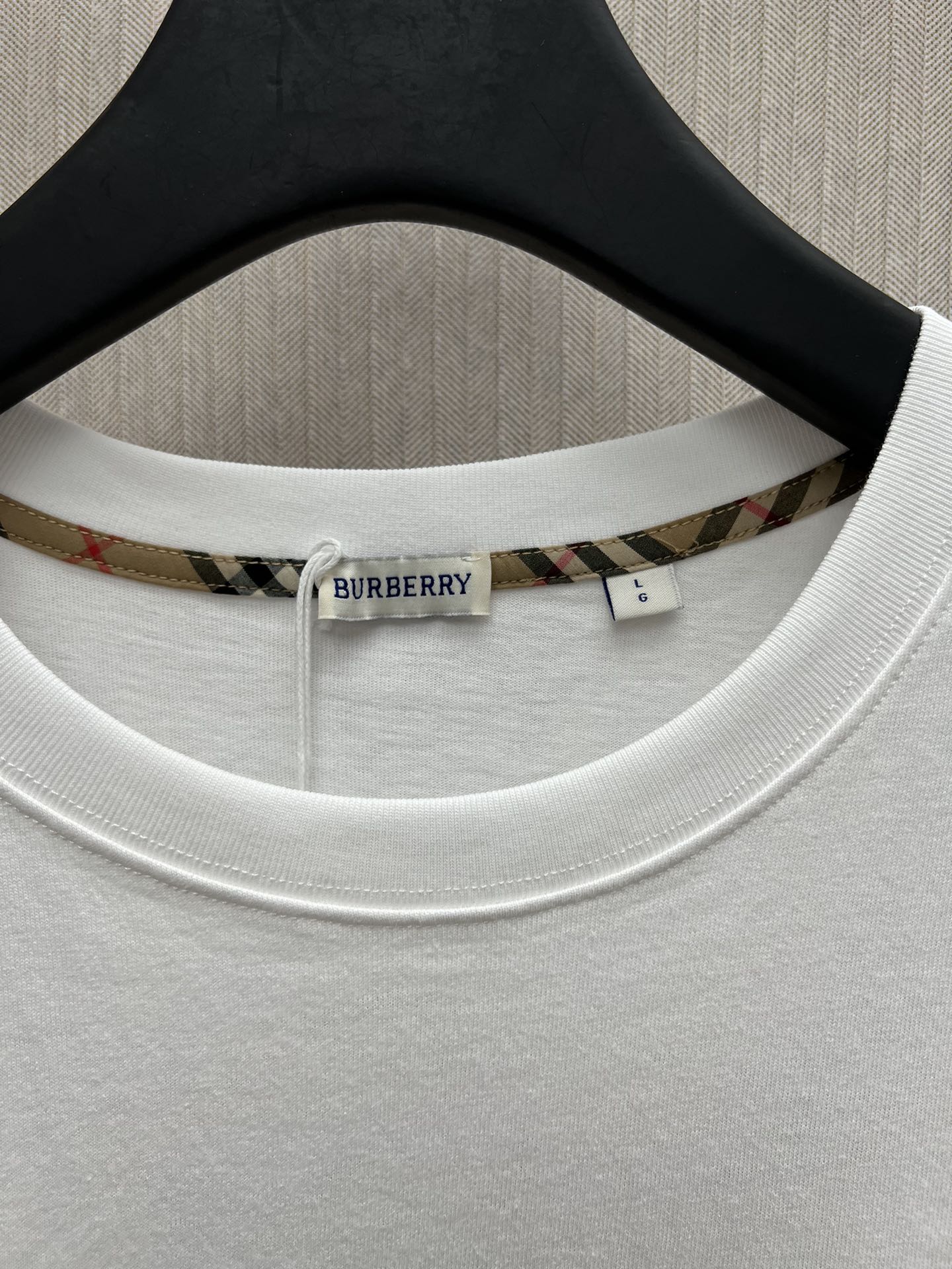BURBERRY Checked Equestrian Rider Logo Cotton Tee Shirt （81098991）