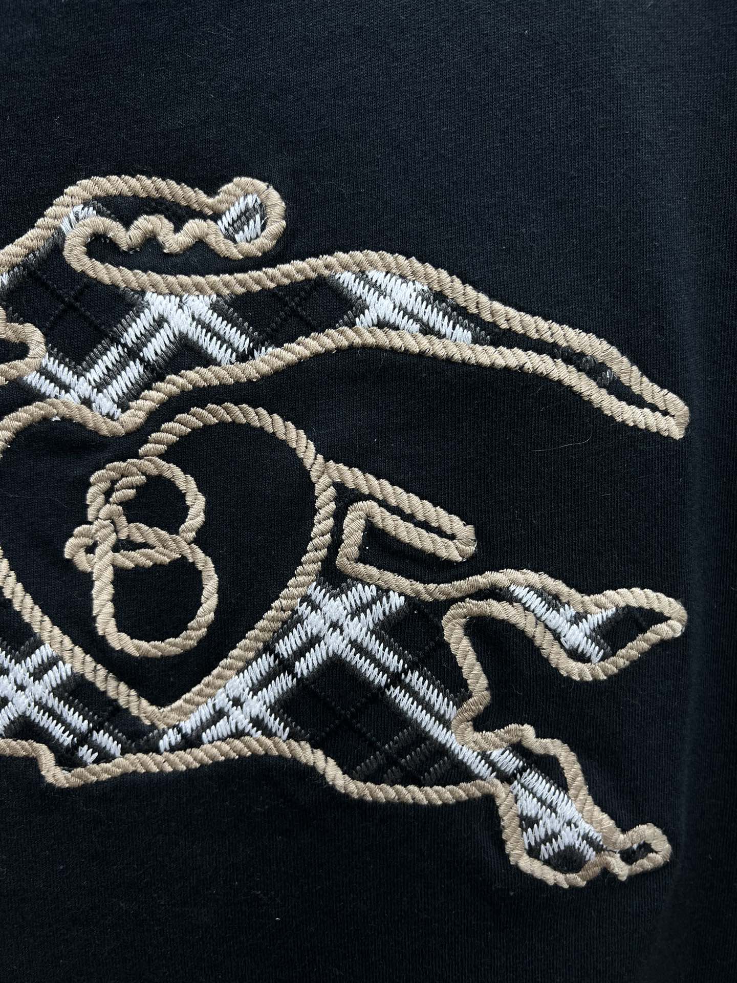 BURBERRY Checked Equestrian Rider Logo Cotton Tee Shirt （81098991）