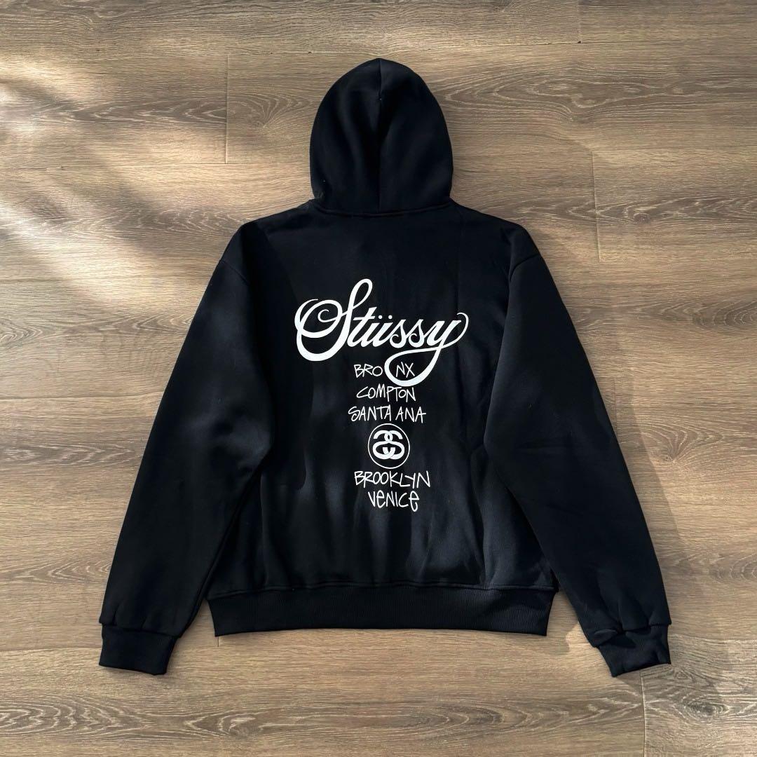 Stussy World Tour 2024 Zip Hoodie Black（3973860）