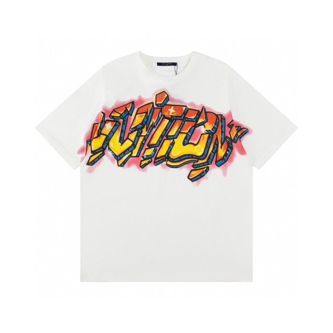 Louis Vuitton Graphite logo print T-shirt men's tops white（21UDEF77）